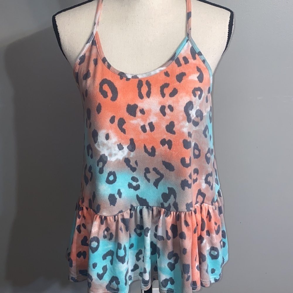 Multicolor Cheetah Print Ruffled Tank - Picture 3 of 9